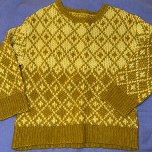 Anthropologie Knit Sweater in Mustard and Cream